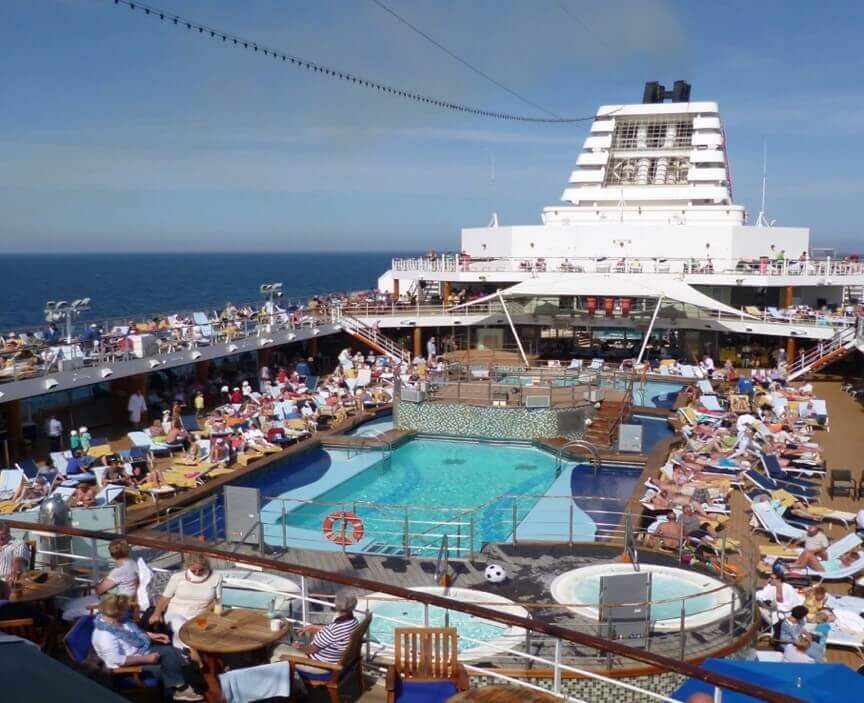 Outdoor deck on a cruise ship