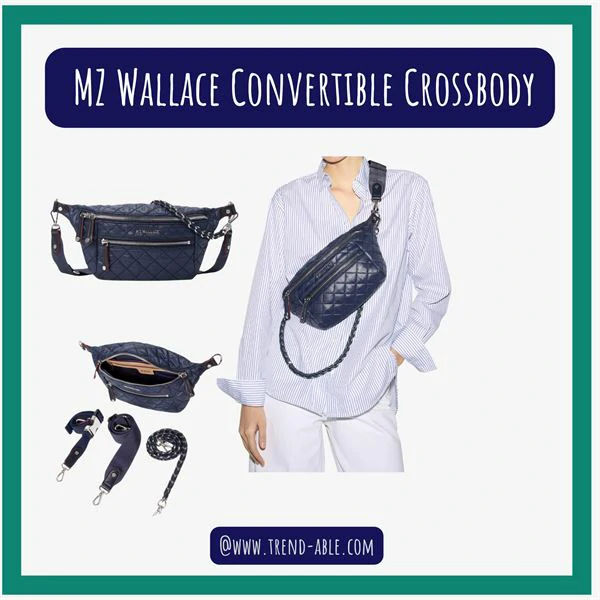 Quilted black MZ Wallace nylon sling bag — lightweight, soft, and hands-free, ideal for travel or everyday use.