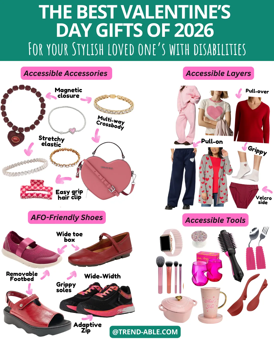 Valentine’s Day disability-friendly gift ideas for women with disabilities, including adaptive fashion and inclusive lifestyle gifts.