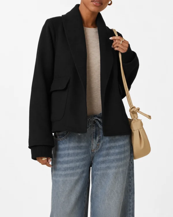 Cropped Open-Front Jacket